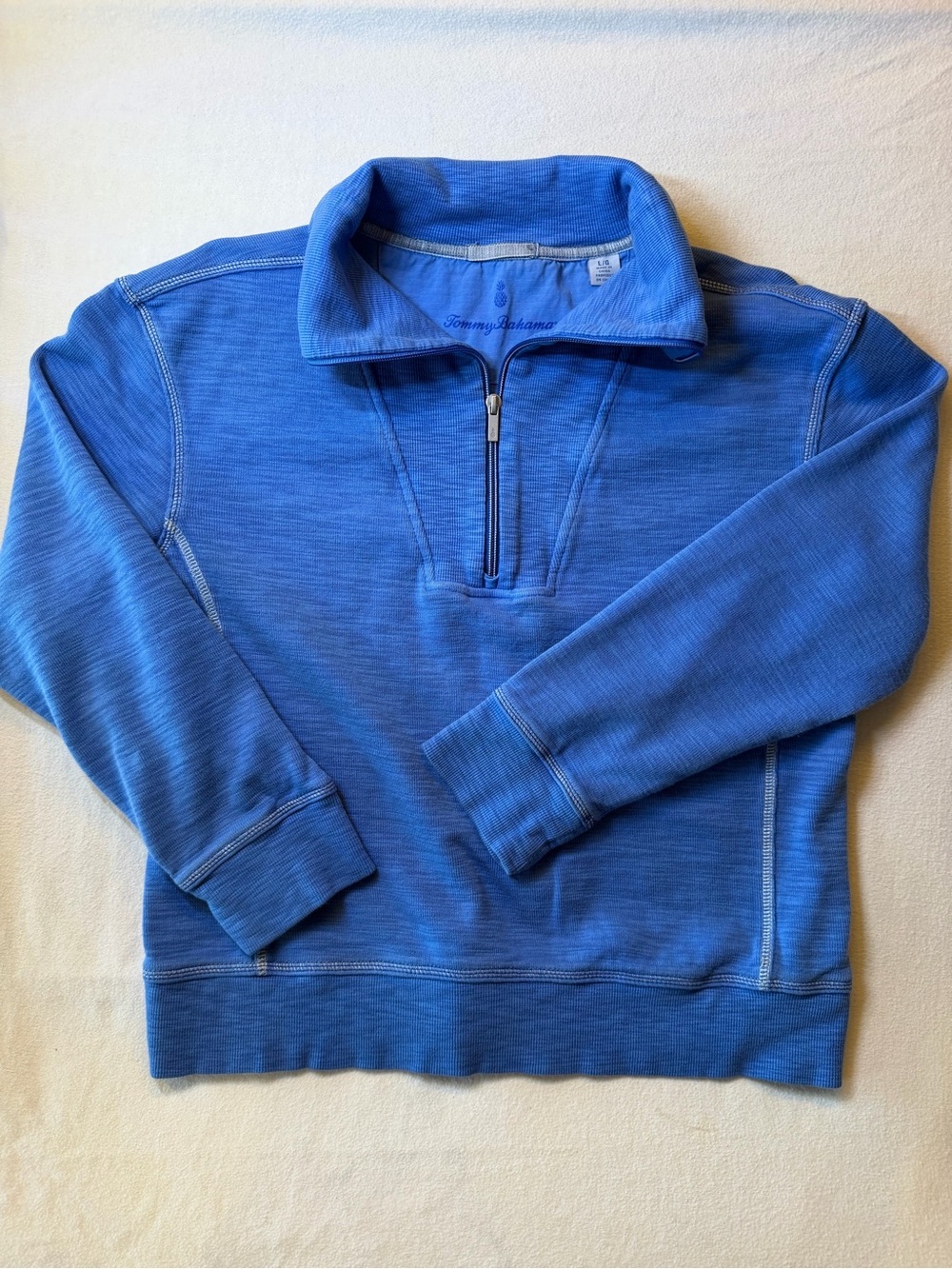 Tommy Bahama Large Blue 1/4 Zip Pullover Sweatshirt Pineapple Logo L